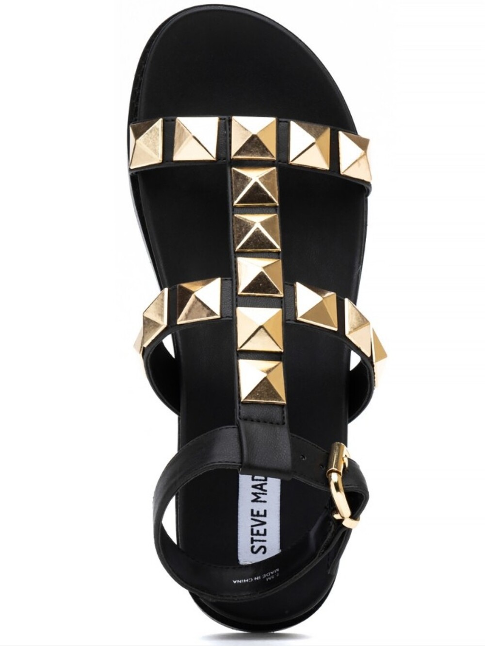 Steve Madden Black Daft Sandal With Gold Pyramid Studs Size 10